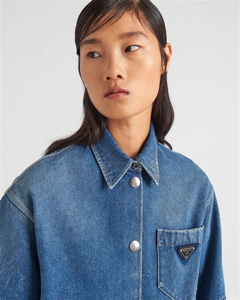 women prada shirts|prada denim top.